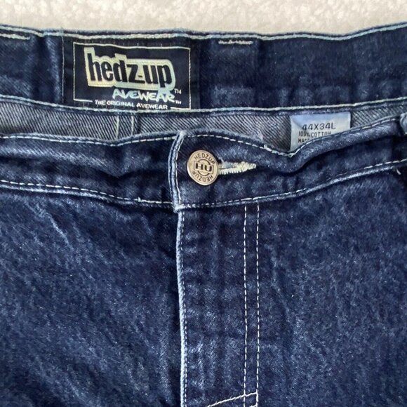 Hedz Up Jeans Avewear Mens Carpenter 44x34 Real 40x32.5 Baggy Loose Hip Hop 90’s - Picture 10 of 16